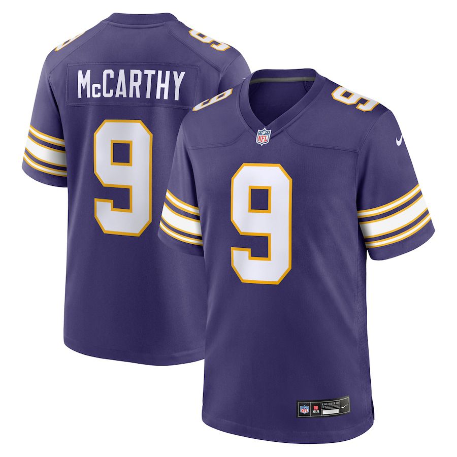 Men Minnesota Vikings #9 J.J. McCarthy Nike Purple 2nd Alternate 2024 NFL Draft First Round Pick Player Game Jersey